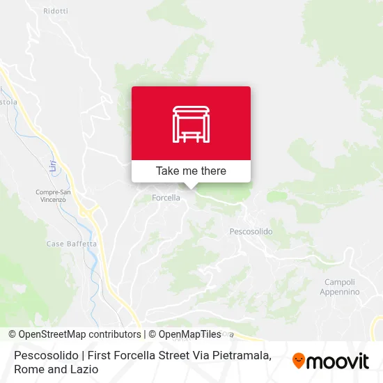 Pescosolido | First Forcella Street Via Pietramala map