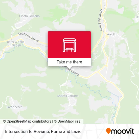 Intersection to Roviano map