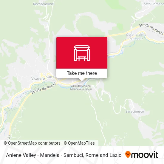 Aniene Valley - Mandela - Sambuci map