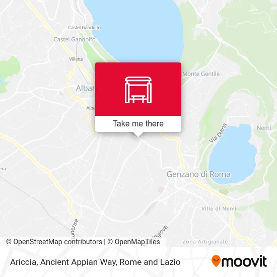 Ariccia, Ancient Appian Way map