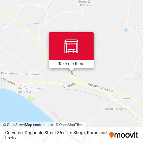 Cerveteri, Doganale Street 36 (Tire Shop) map