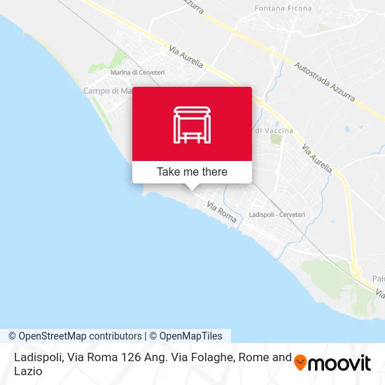 Ladispoli, Roma Street 126 Corner Via Folaghe map