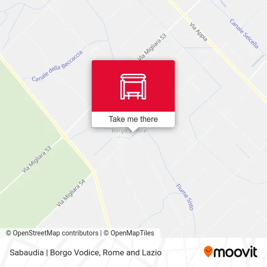 Sabaudia via Borgo Vodice map