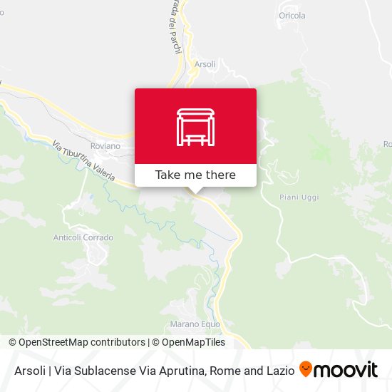 Arsoli | Via Sublacense Via Aprutina map