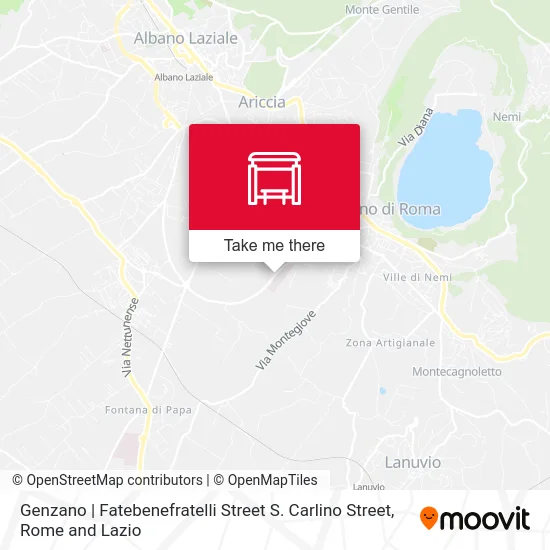 Genzano | Fatebenefratelli Street S. Carlino Street map