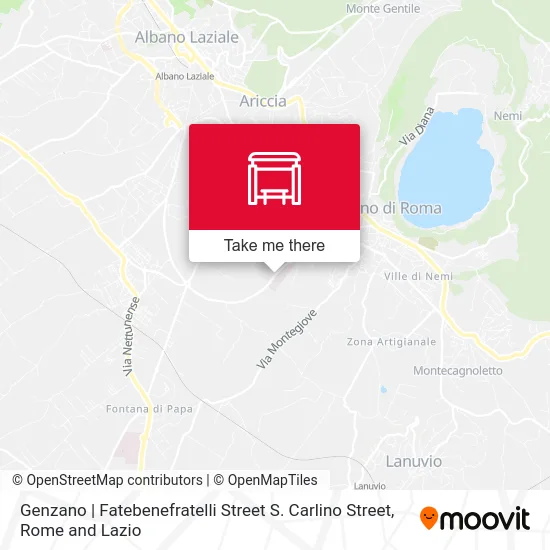 Genzano | Fatebenefratelli Street S. Carlino Street map