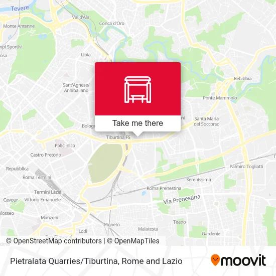 Pietralata Quarries/Tiburtina map
