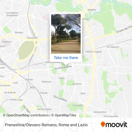 Prenestina/Olevano Romano map