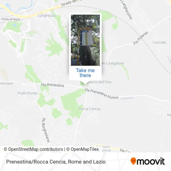 Prenestina/Rocca Cencia map