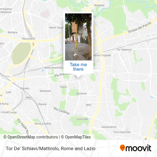 Tor De' Schiavi/Mattirolo map