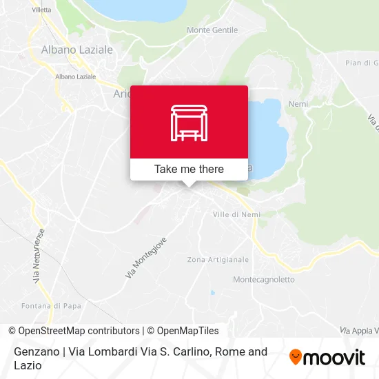 Genzano | Lombardi Street St. Carlino Street map