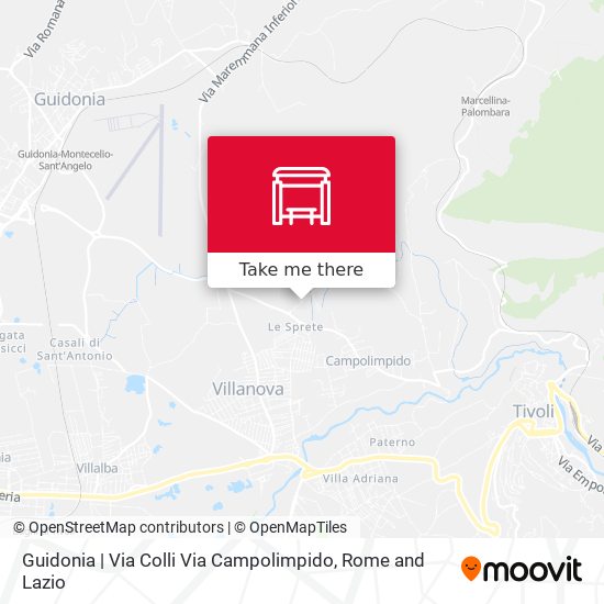 Guidonia | Via Colli Via Campolimpido map