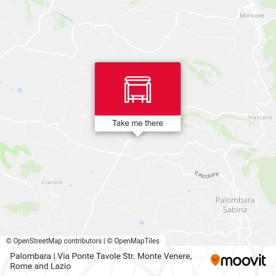 Palombara | Ponte Tavole Street Monte Venere Road map