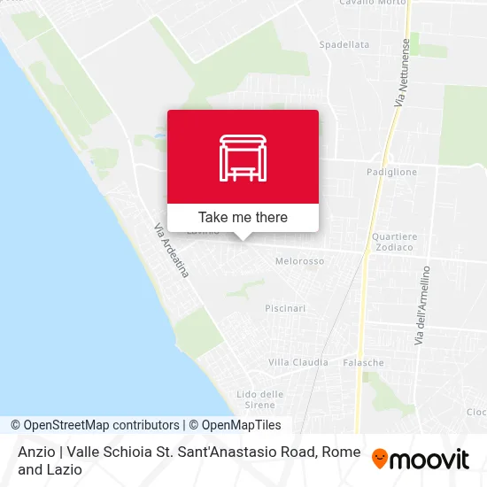 Anzio | Valle Schioia St. Sant'Anastasio Road map