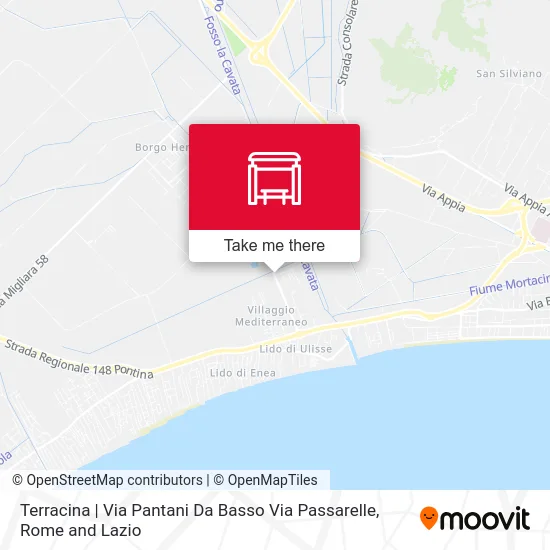 Terracina | Via Pantani Da Basso Via Passarelle map