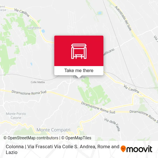 Colonna | Frascati Road Colle Sant'Andrea Road map