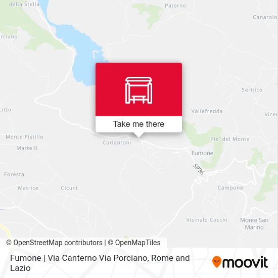 Fumone | Canterno Road Porciano Road map