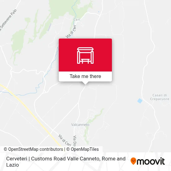 Cerveteri | Customs Road Valle Canneto map