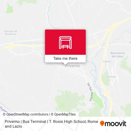 Priverno | Bus Terminal | T. Rossi High School map