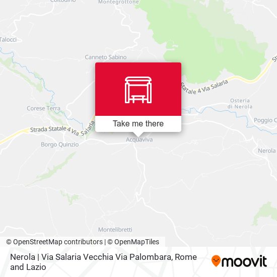Nerola | Via Salaria Vecchia Via Palombara map