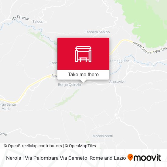 Nerola | Via Palombara Via Canneto map