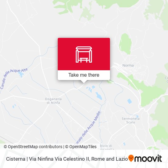 Cisterna | Via Ninfina Via Celestino II map