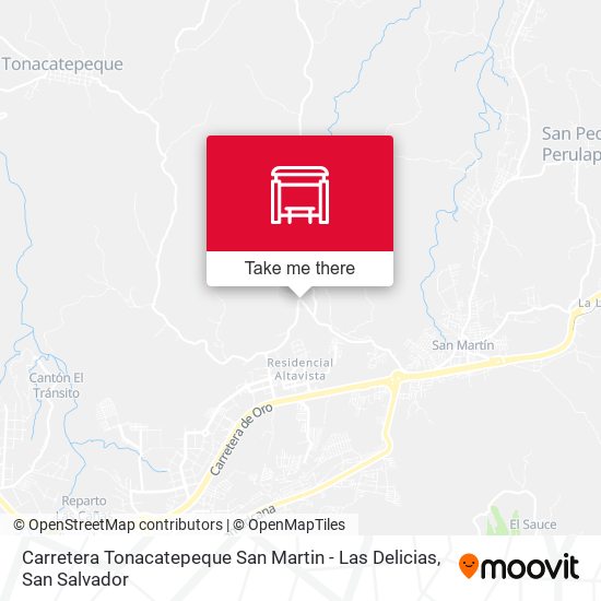 Mapa de Carretera Tonacatepeque San Martin - Las Delicias