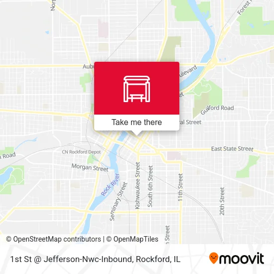 Mapa de 1st St @ Jefferson-Nwc-Inbound