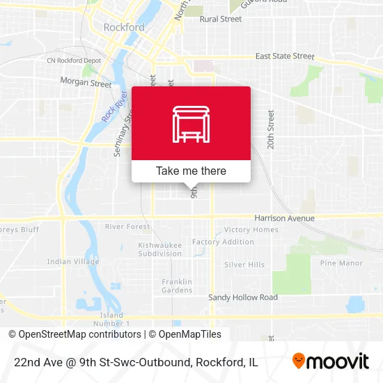 Mapa de 22nd Ave @ 9th St-Swc-Outbound