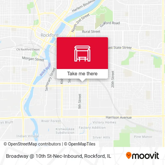 Mapa de Broadway @ 10th St-Nec-Inbound