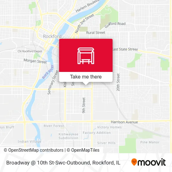Mapa de Broadway @ 10th St-Swc-Outbound