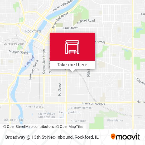 Mapa de Broadway @ 13th St-Nec-Inbound