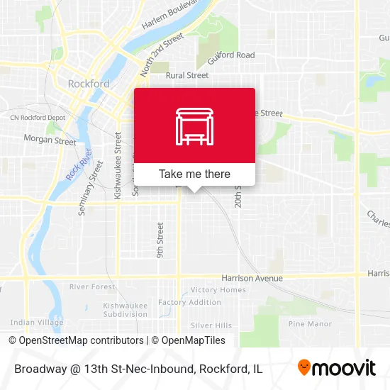 Mapa de Broadway @ 13th St-Nec-Inbound