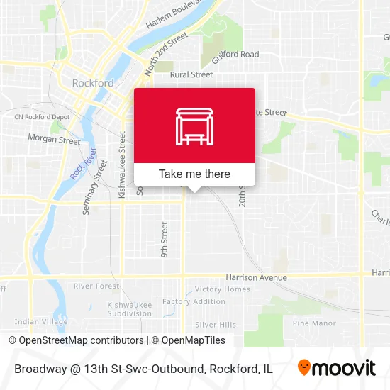 Mapa de Broadway @ 13th St-Swc-Outbound