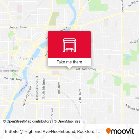 Mapa de E State @ Highland Ave-Nec-Inbound