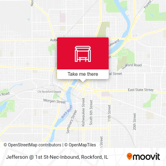 Mapa de Jefferson @ 1st St-Nec-Inbound