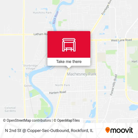 Mapa de N 2nd St @ Copper-Sec-Outbound