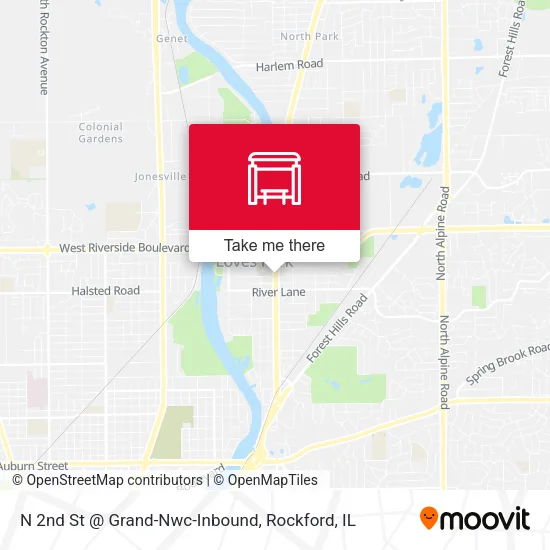 Mapa de N 2nd St @ Grand-Nwc-Inbound