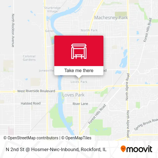 Mapa de N 2nd St @ Hosmer-Nwc-Inbound