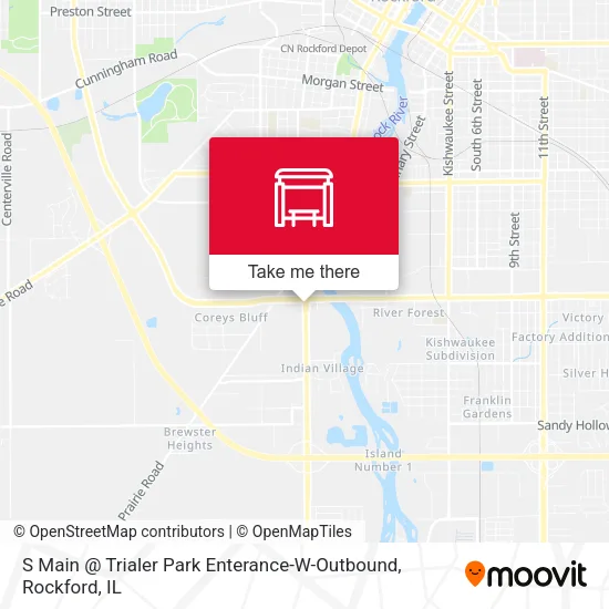 S Main @ Trialer Park Enterance-W-Outbound map