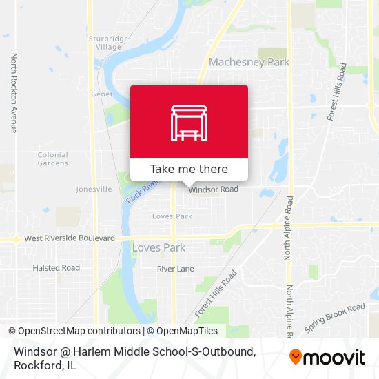 Windsor @ Harlem Middle School-S-Outbound map