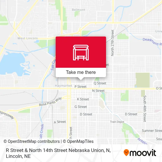 R Street & North 14th Street Nebraska Union, N map