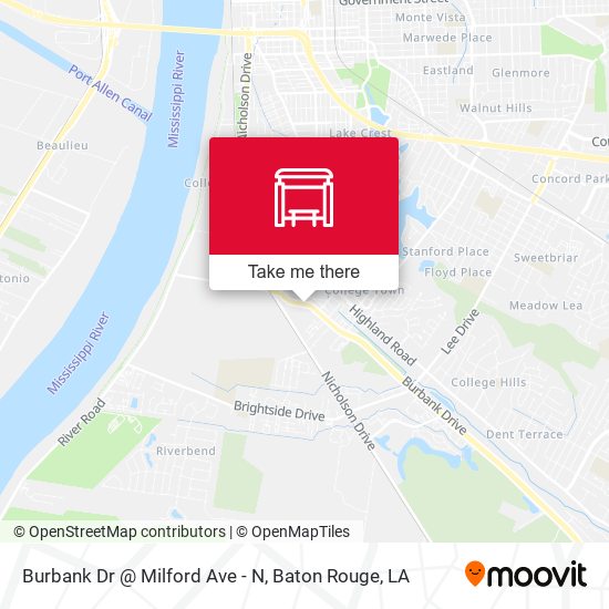 Burbank Dr @ Milford Ave - N map