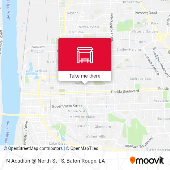 N Acadian @ North St - S map