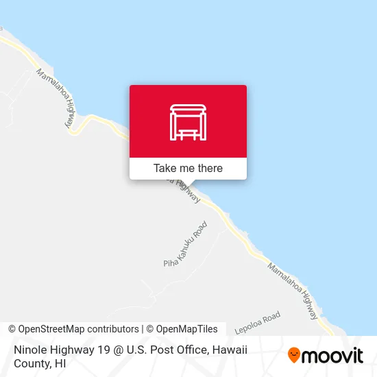 Ninole Highway 19 @ U.S. Post Office map