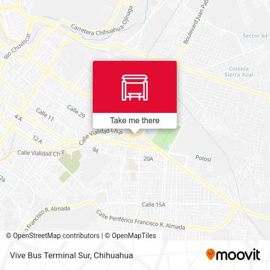 Mapa de Vive Bus Terminal Sur