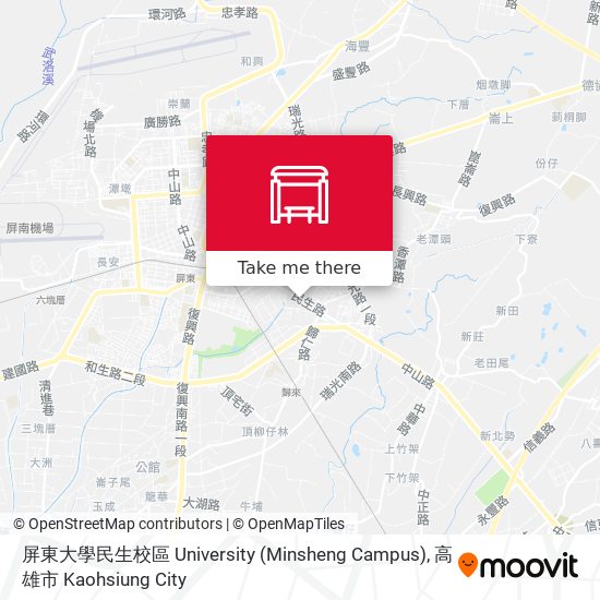 屏東大學民生校區 University (Minsheng Campus) map