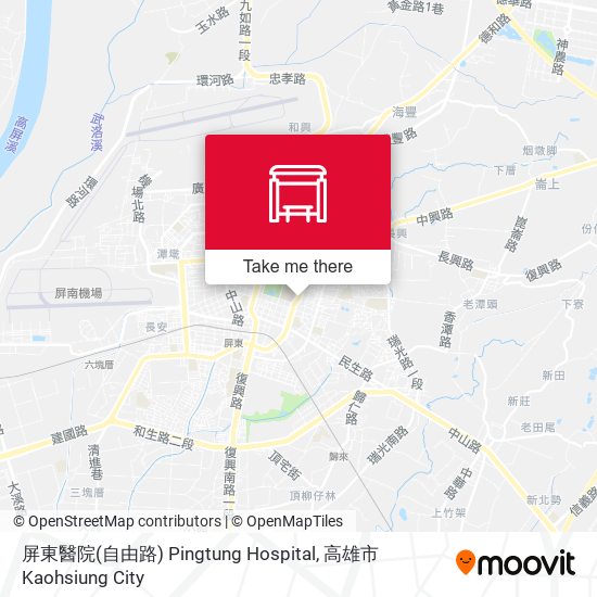 屏東醫院(自由路) Pingtung Hospital map