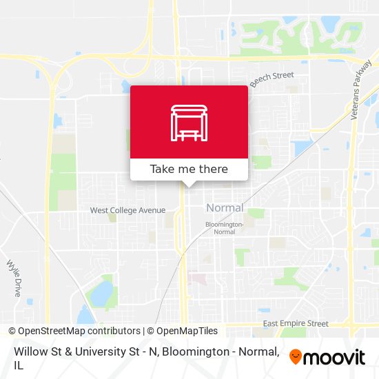 Willow St & University St - N map