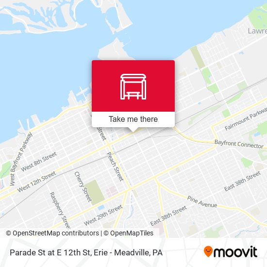 Parade St at E 12th St map